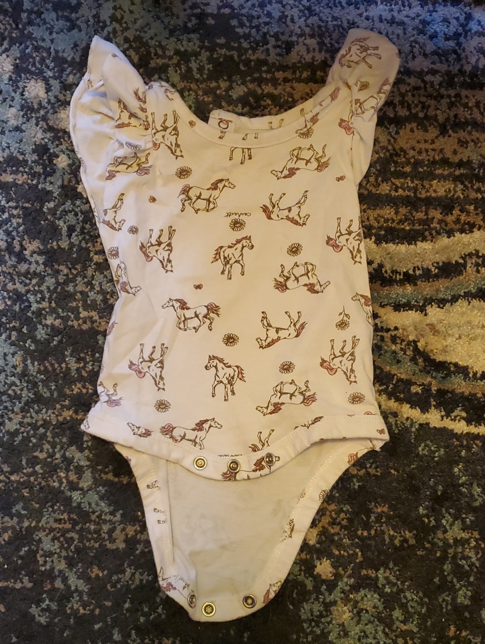 Carhartt Cream Baby Bodysuit with Brown Horse Print